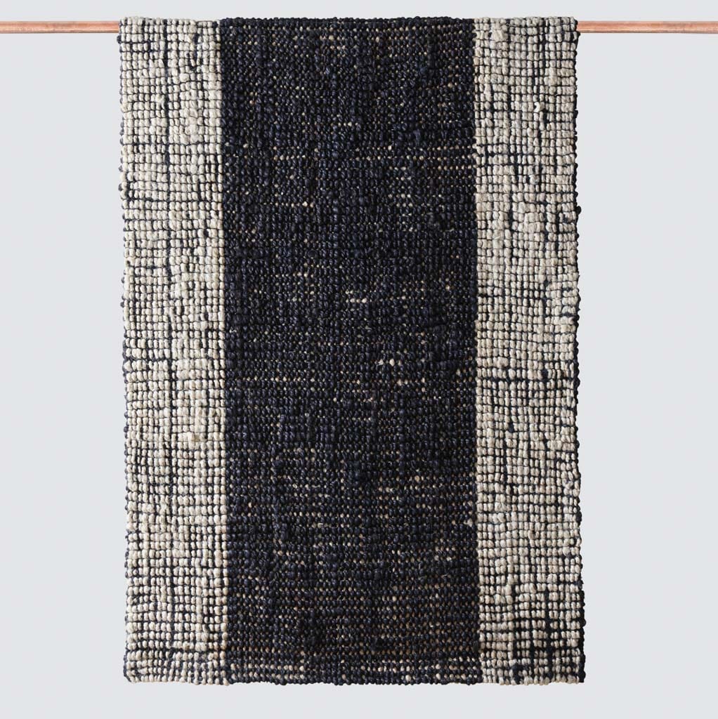 Handwoven Rug with Contrast Panel Design | Multiple Sizes Available