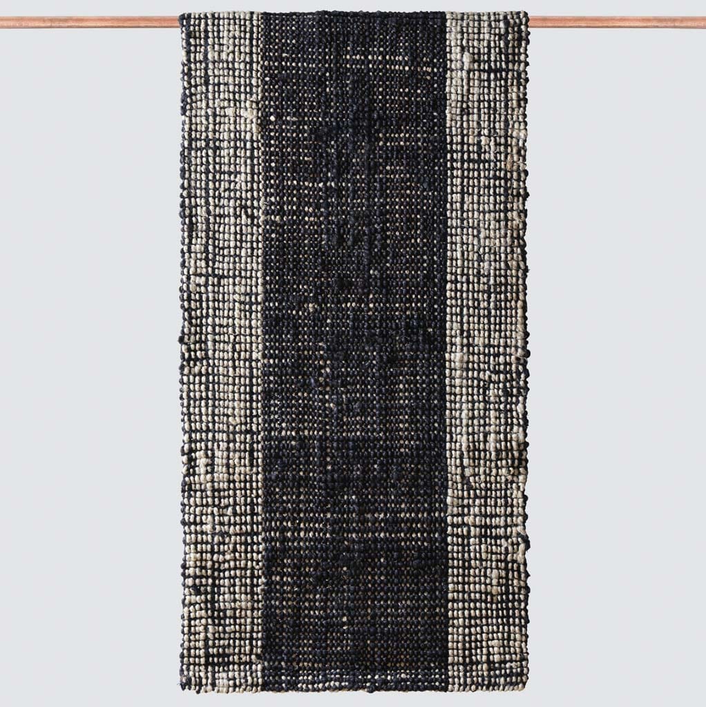 Handwoven Rug with Contrast Panel Design | Multiple Sizes Available