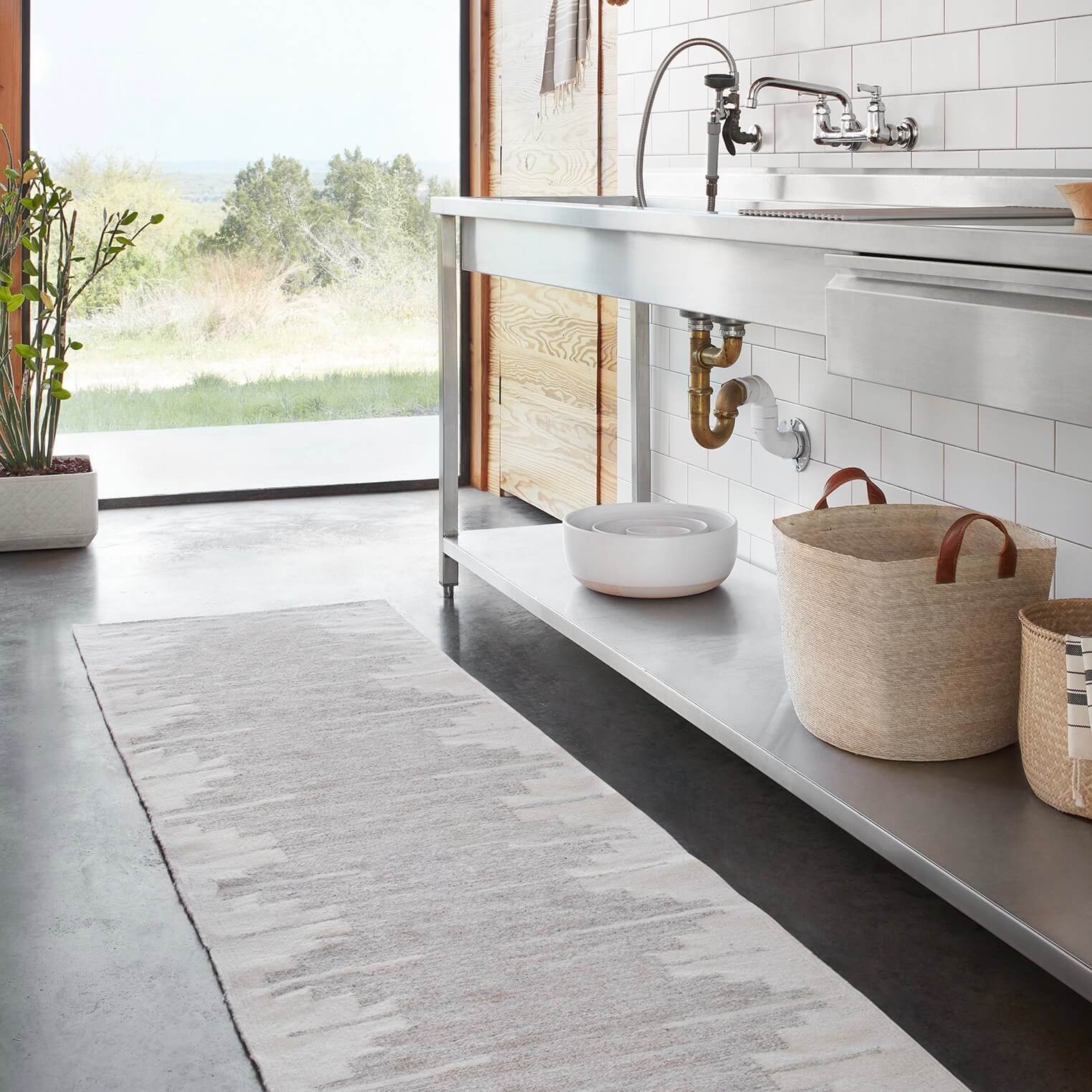 Handwoven Rug with Soft Gradient Geometric Pattern | Multiple Sizes