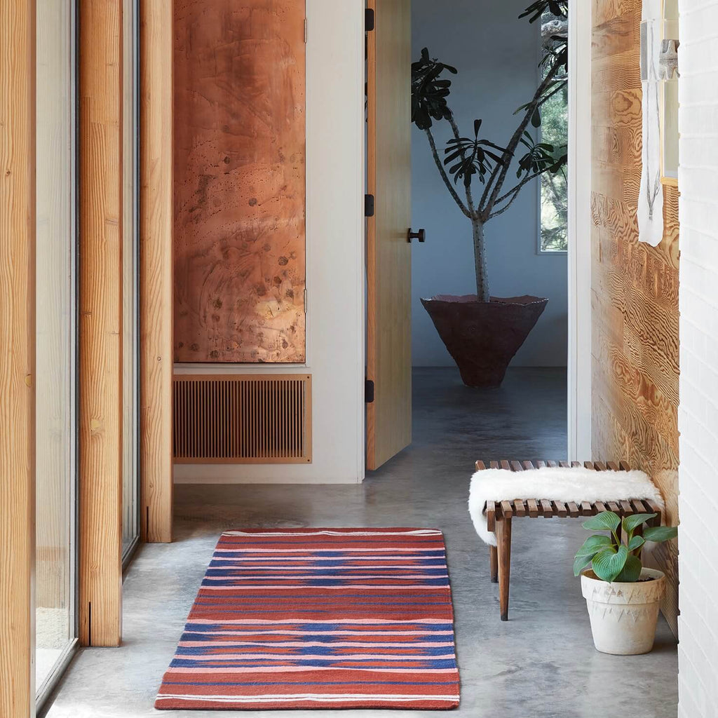 Handwoven Rug with Geometric Stripe Pattern | Multiple Sizes Available