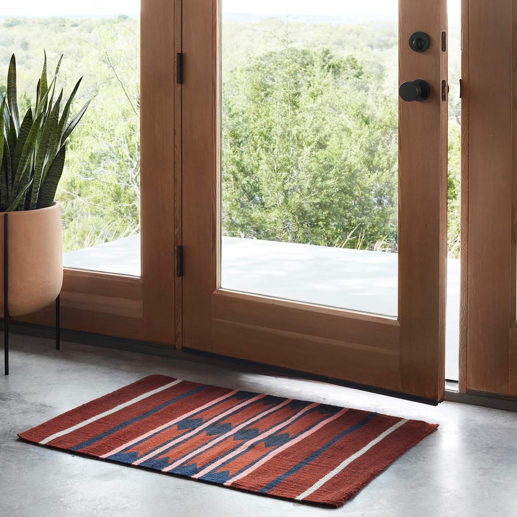 Handwoven Rug with Geometric Stripe Pattern | Multiple Sizes Available
