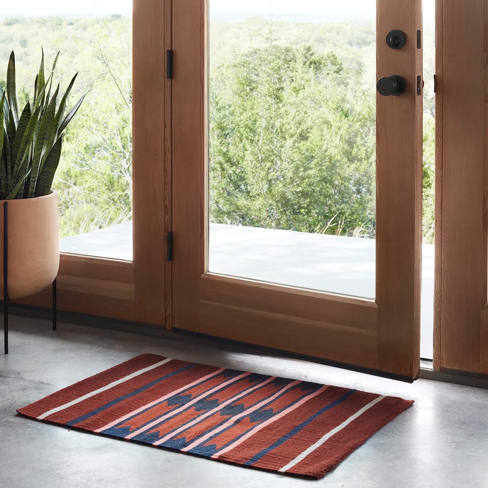 Handwoven Rug with Geometric Stripe Pattern | Multiple Sizes Available