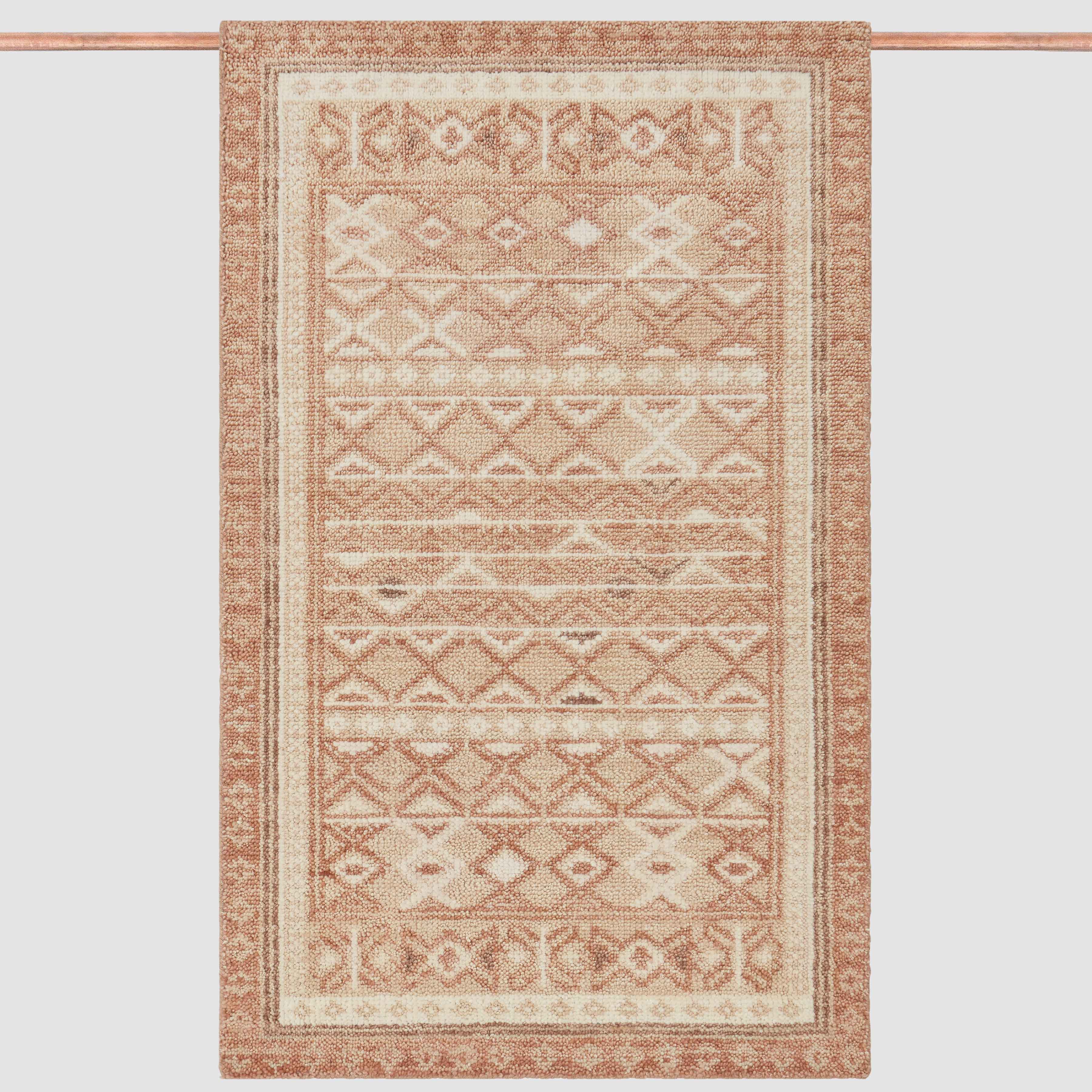 Handwoven Rug with Soft Geometric Pattern | Warm Neutral Tone