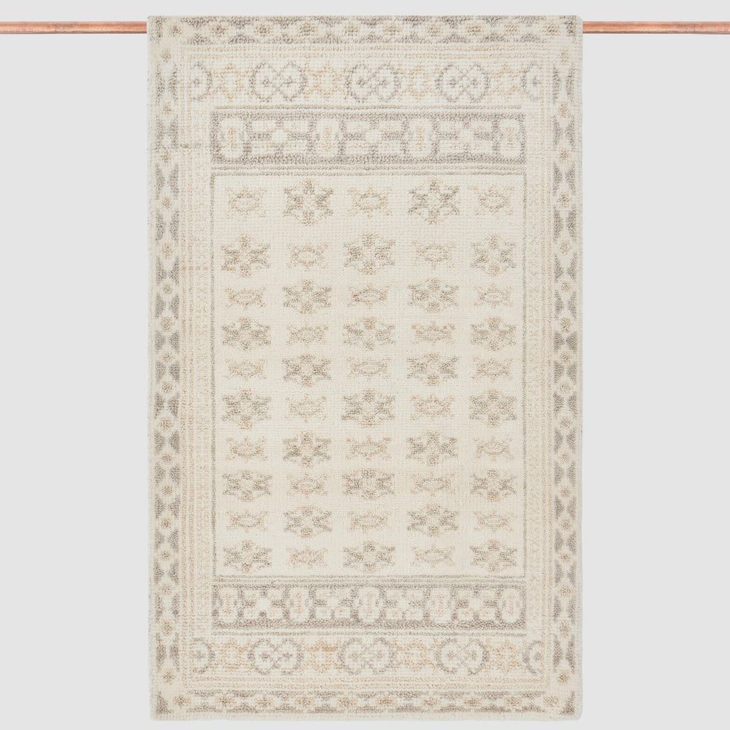 Handwoven Rug with Subtle Raised Pattern | Light Neutral Tone