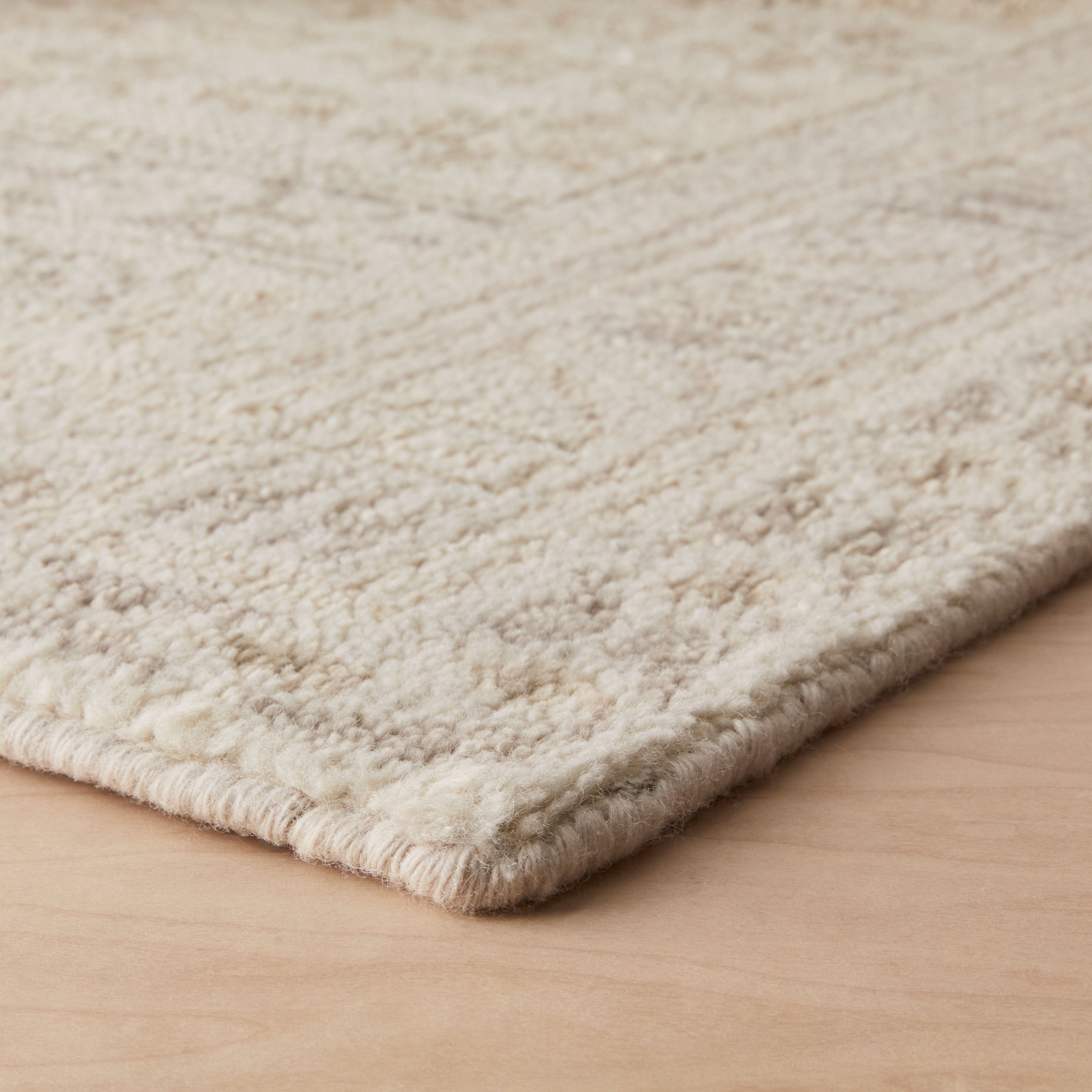 Handwoven Rug with Subtle Raised Pattern | Light Neutral Tone