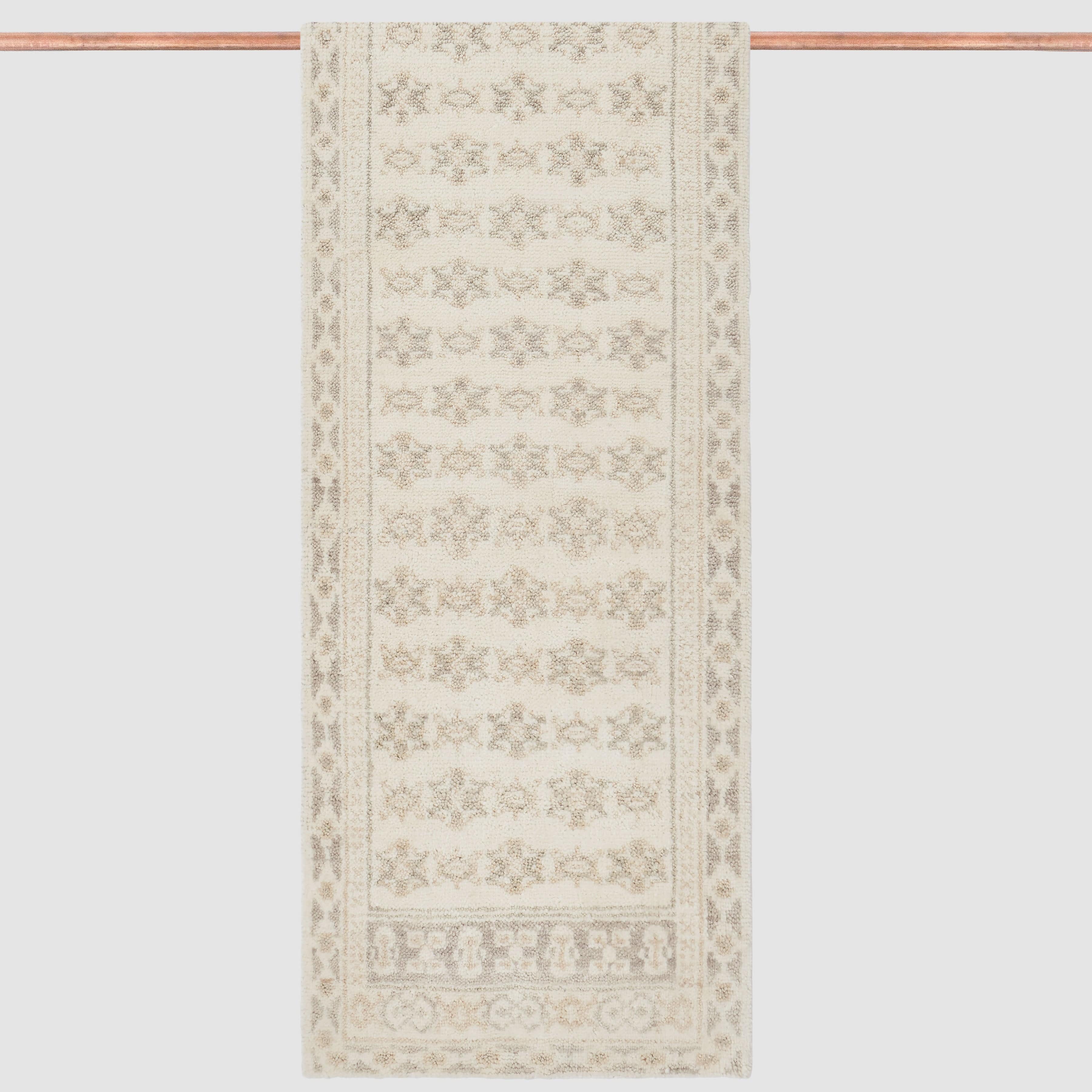 Handwoven Rug with Subtle Raised Pattern | Light Neutral Tone