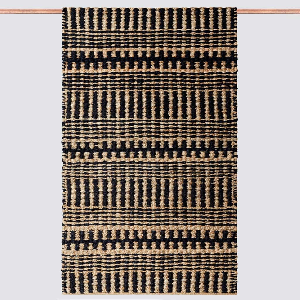 Handwoven Rug with Bold Horizontal Stripe Texture | Multiple Sizes