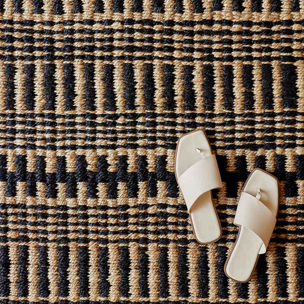 Handwoven Rug with Bold Horizontal Stripe Texture | Multiple Sizes