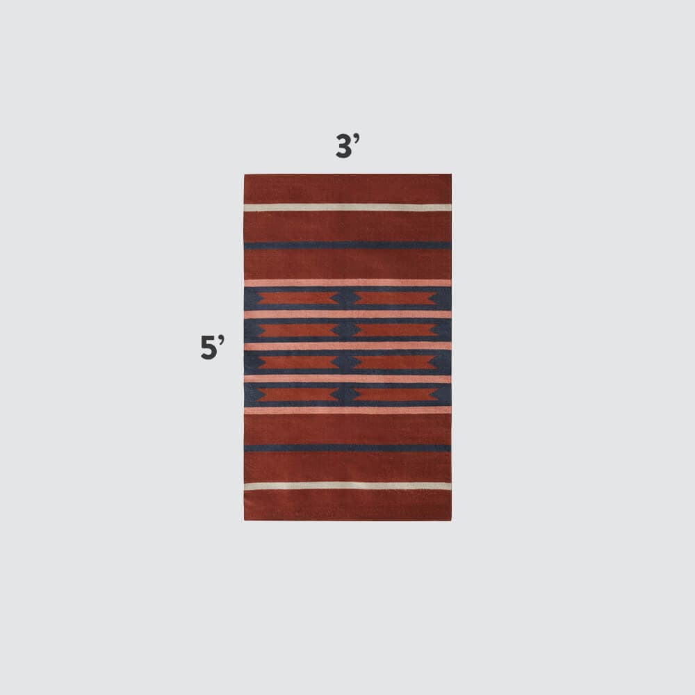 Handwoven Rug with Geometric Stripe Pattern | Multiple Sizes Available