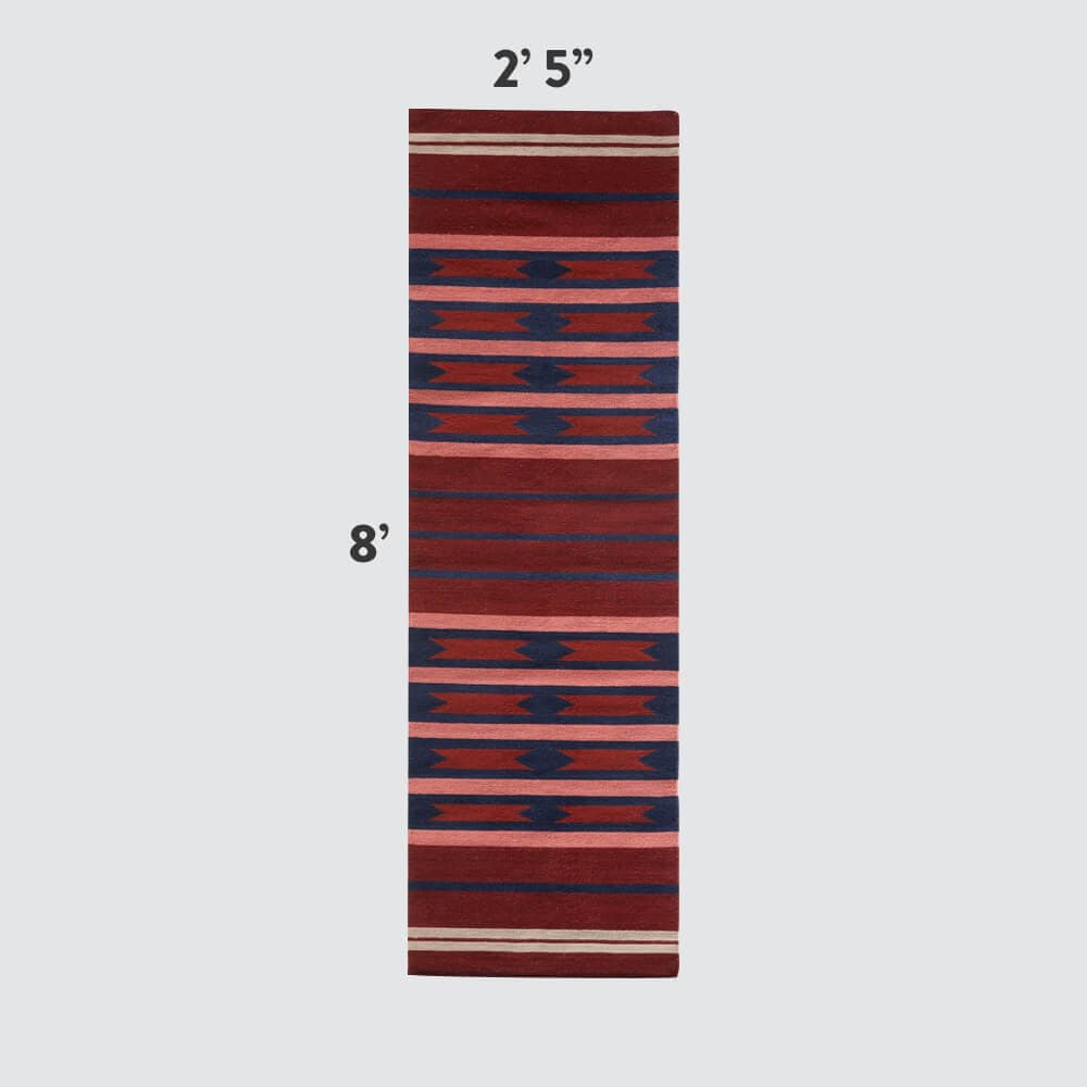 Handwoven Rug with Geometric Stripe Pattern | Multiple Sizes Available